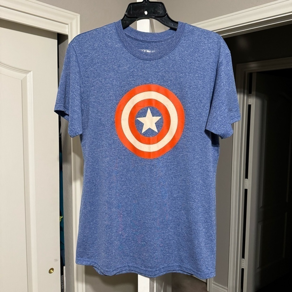 Official Marvel Captain America Heather Blue T-Shirt